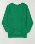 Solid Round Neck Raglan Sleeve Sweatshirt