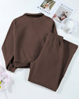 Solid Collared Sweatshirt and Pants Set