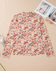 Plus Size Floral Mesh Mock Neck Top