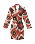 Colores de Mexico Santa Fe Aztec Women's Belted Satin Feel Dressing Lounge Robe