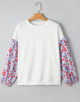 Floral Patchwork Ruffle Balloon Sleeve Blouse