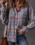 Plaid Textured Button-Up Chest Pocket Shirt