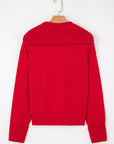 Solid Collared V-Neck Ribbed Edge Sweater