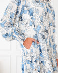 Floral Ruffle Tie Neck Mini Dress