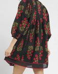 Floral Notch Neck Piping Trim Babydoll Dress