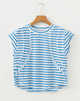 Stripe Textured Patchwork Short Sleeve T-Shirt