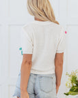 Bow Tie Crewneck Short Sleeve Sweater