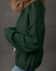 Solid Front Seam Drop Shoulder Sweater
