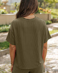 Solid Corded Short Sleeve Tee and Shorts Set