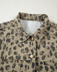 Leopard Denim Button Down Jacket