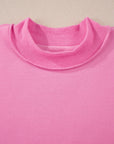Solid Mock Neck Drop Shoulder Oversize Sweatshirt