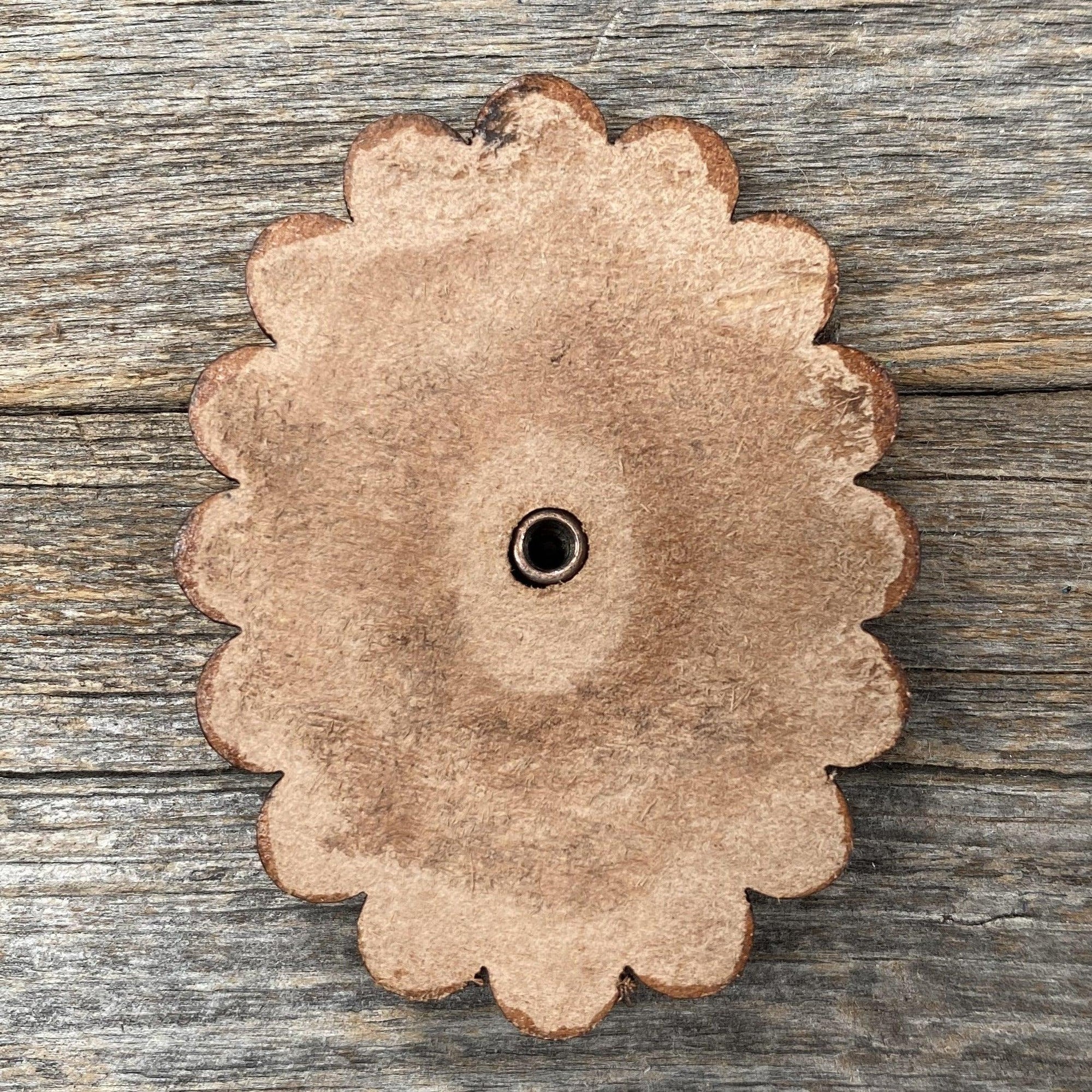 Leather Rosette Medium Oil Edges with Rust Cabochon Western Concho R107CABRU