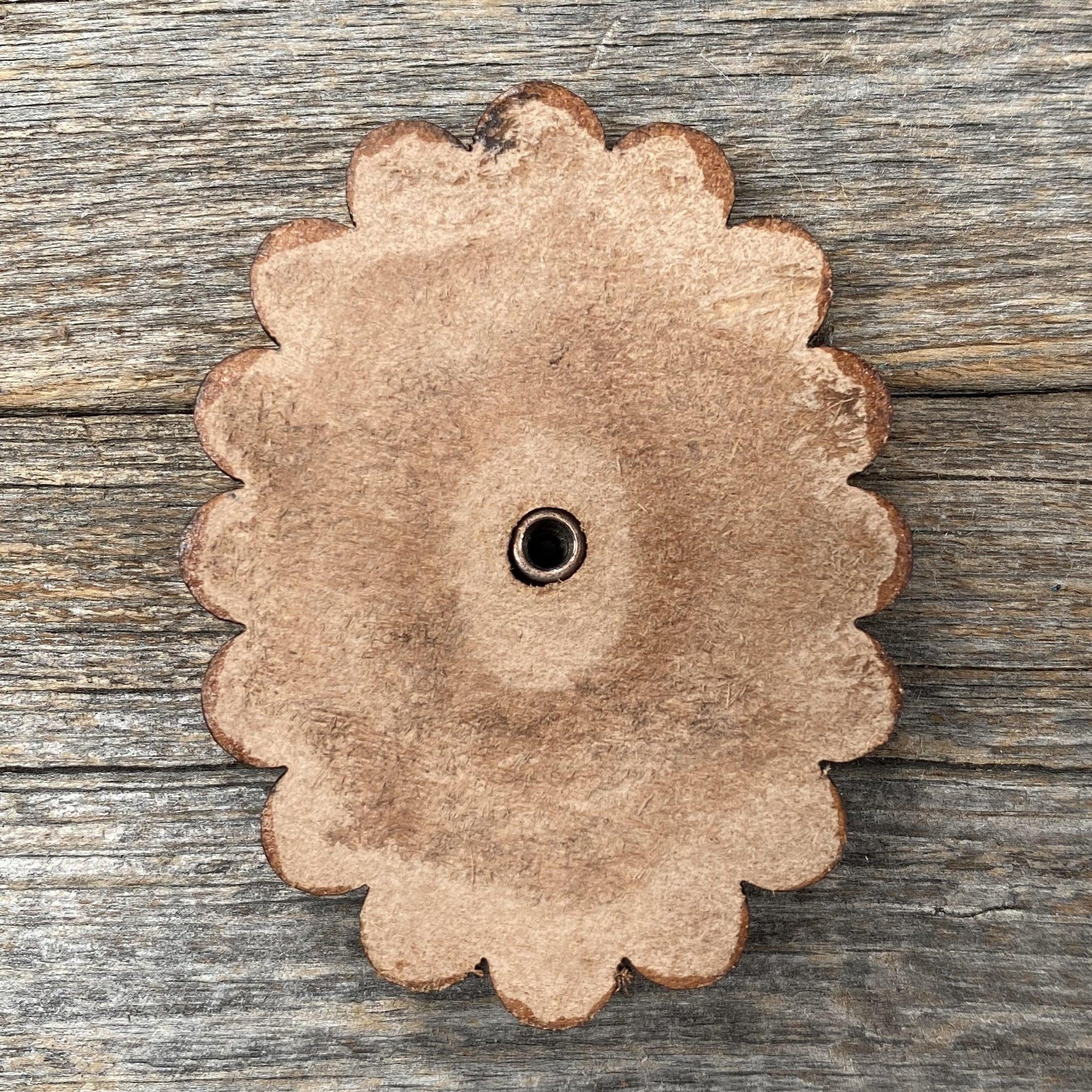 Leather Rosette with Sage Cabochon Western Concho R102CABSG