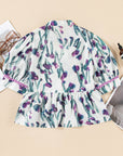 Floral Ricrac Trim Short Sleeve Peplum Top
