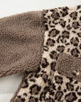 Leopard Sherpa Patchwork Flap Pocket Buttoned Jacket