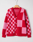 Plaid Button-Front Sweater Cardigan