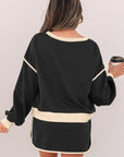 Violeta Loose Pullover and Lace-up Waist Skort Set