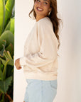 Flower Patchwork Raw Edge Drop Shoulder Top