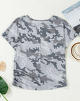 Camo Short Sleeve Round Neck T-Shirt