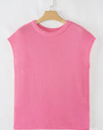 Solid Short Sleeve Side Slit Sweater Tee