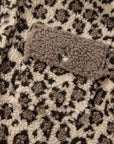 Leopard Sherpa Patchwork Flap Pocket Buttoned Jacket