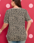 Plus Size Leopard Textured Short Sleeve T-Shirt