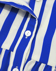 Stripe Balloon Sleeve Button-Up Shirt