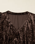 Plus Size Velvet Puff Sleeve Babydoll Mini Dress