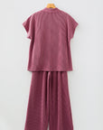 Corded Knit Mock Neck Tee and Pant Set