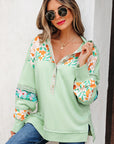Emberly Patchwork Half Hooded Pullover