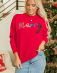 Reagan Tinsel Merry Letter Sweater