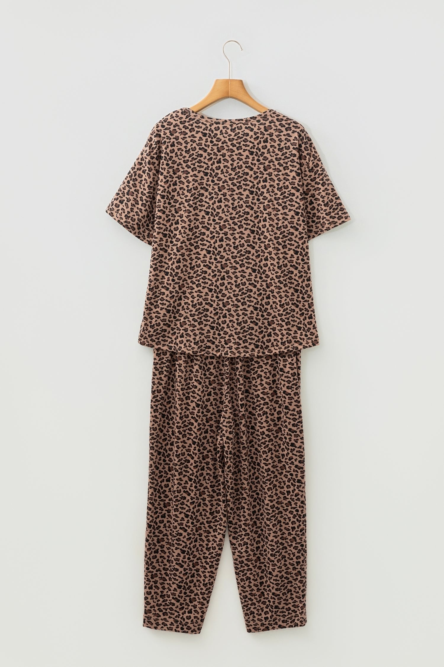 Leopard Loose Tee &amp; Drawstring Waist Pants Set