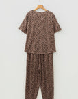 Leopard Loose Tee & Drawstring Waist Pants Set