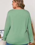 Plus Size Floral Applique Mineral Wash Long Sleeve Top
