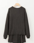 Corded Knit Long Sleeve Top and Shorts Set