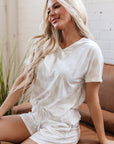 Checker V-Neck Tee & Drawstring Shorts Set