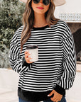 Stripe Reverse Seam Drop Shoulder Top