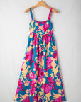 Floral High Waist Sleeveless Flared Maxi Dress