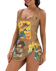 Baha Ranch Vintage Cowgirl Collage Skirted Swim Suit