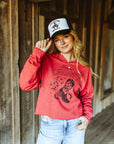 Feelin' Lucky Raw Hem V-Neck Crop Graphic Sweatshirt