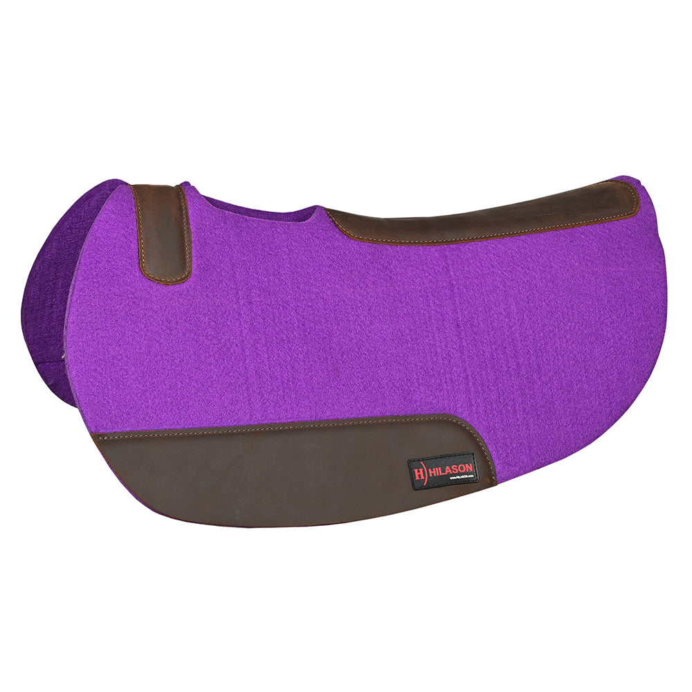 HILASON Western Wool Felt Contoured Horse Saddle Pad W/ Distressed Wear Leather | for Horses