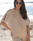 Crochet Trim Dolman Sleeve T-Shirt