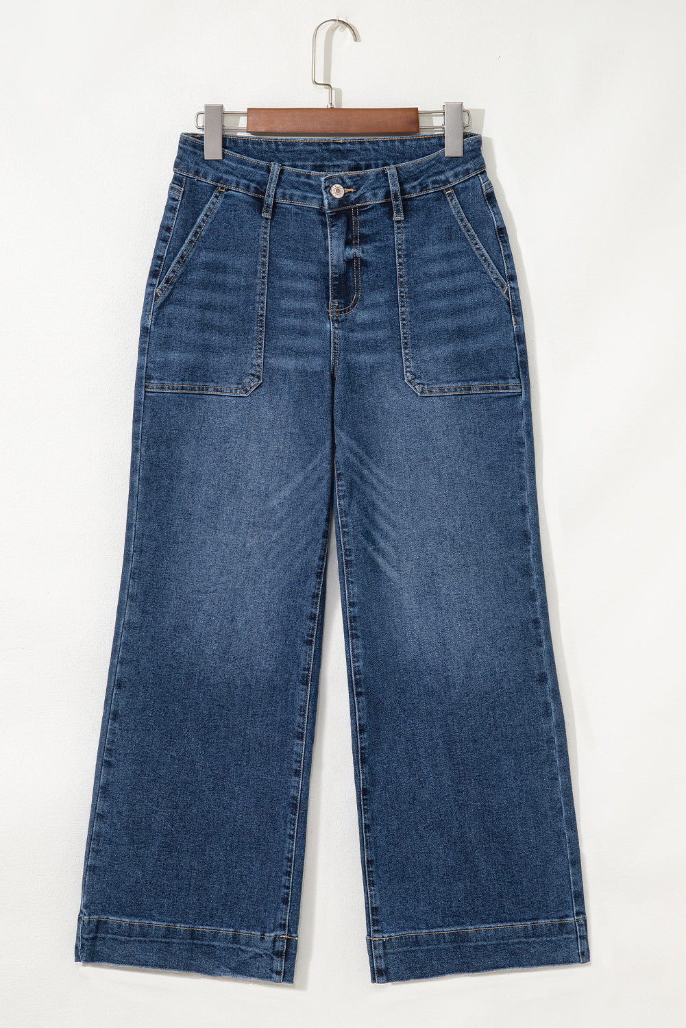 Denim High Rise Cropped Wide Leg Jeans