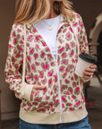 Leopard Zip-Up Hooded Sweatshirt