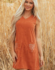 Molly Corduroy Western Embroidered Patched Pocket Mini Dress