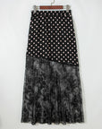 Polka Dot Sheer Lace Patchwork Asymmetric Skirt