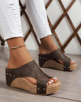 Skylar Pu Leather Wedge Slippers