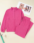 Solid Corduroy Pullover and Drawstring Pants Set