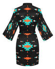 Orange Turquoise Women's Lounge Kimono Robe