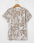 Floral V-Neck Short Sleeve Loose Fit Blouse